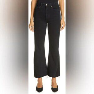 Khaite Layla Frayed Hem Flare Jean in Black